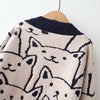 Vintage V-Neck Cat Sweater - KittyNook Cat Company