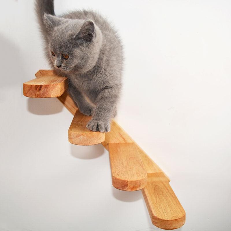 Wall-mounted Wood Cat Ladder - KittyNook Cat Company