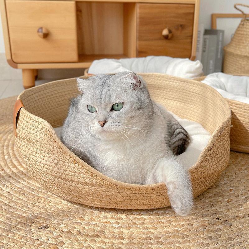 Woven Bamboo Cat Bed - KittyNook Cat Company