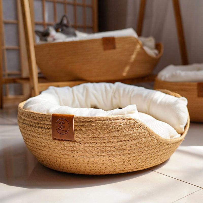 Woven Bamboo Cat Bed - KittyNook Cat Company