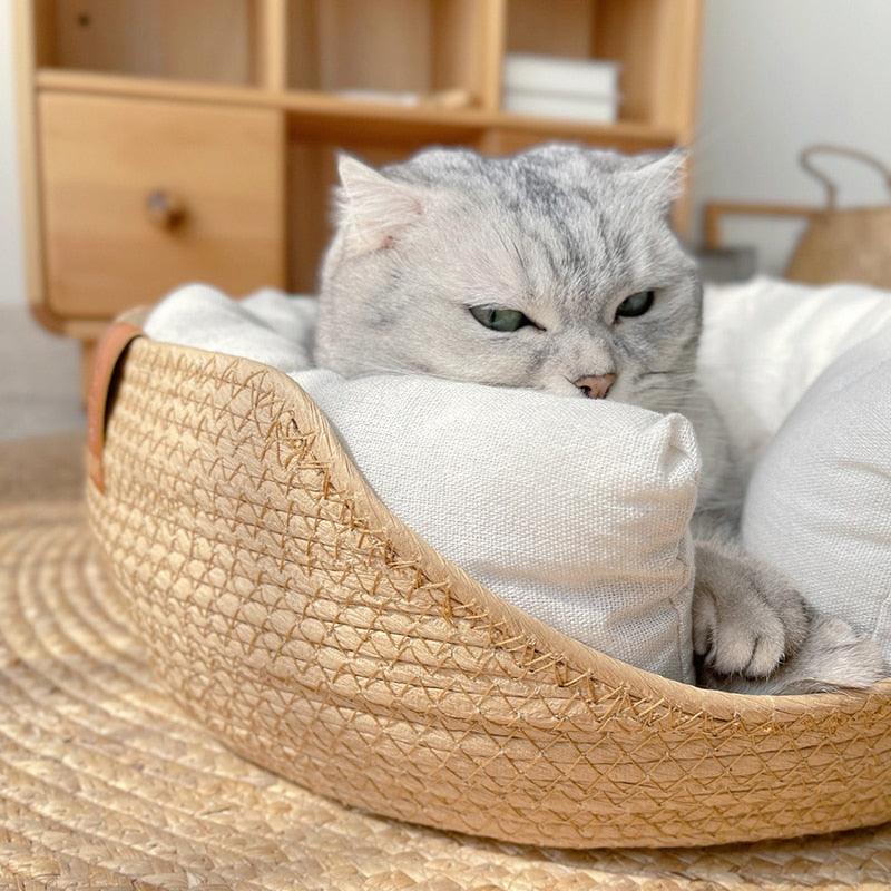 Woven Bamboo Cat Bed - KittyNook Cat Company