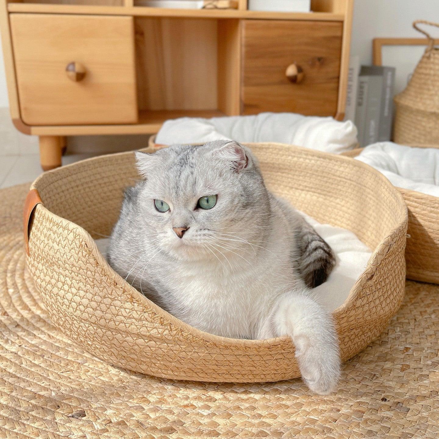 Woven Bamboo Cat Bed - KittyNook Cat Company