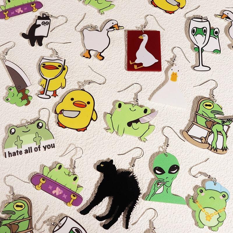 Critter Creatures Long Dangle Earrings - KittyNook Cat Company
